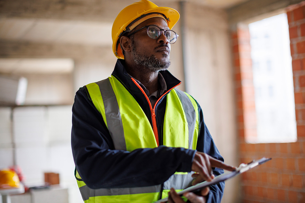 Inspector working at construction site