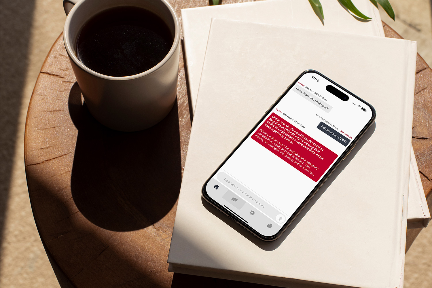 Intelligent legal assistance rradargrace in a conversation on a smartphone