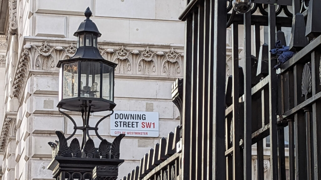 A lamp post outside of downing street